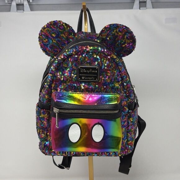 Disney Parks Loungefly Rainbow Sequin Mickey Ears Mini Backpack main image 8